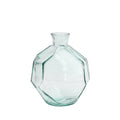 Glasvase transparent in geometrischer Form, Blau – H18 cm