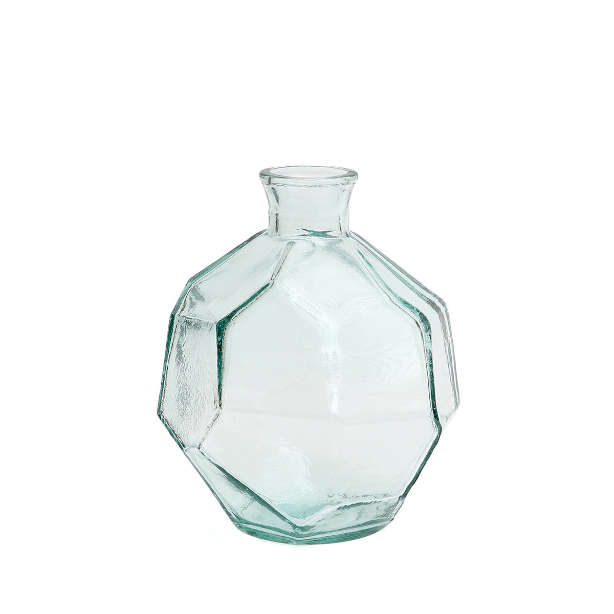 Glasvase transparent in geometrischer Form, Blau – H18 cm