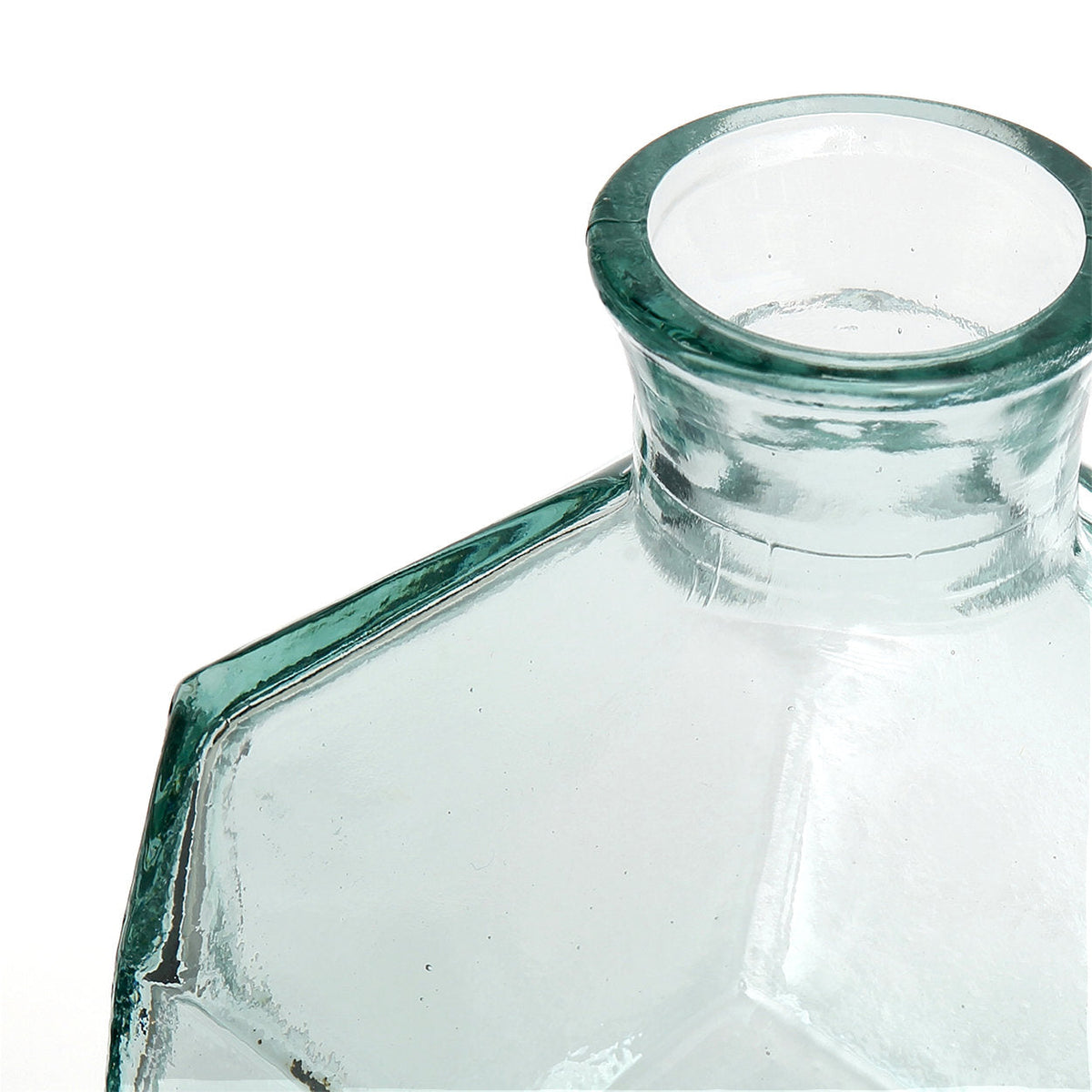 Glasvase transparent in geometrischer Form, Blau – H18 cm