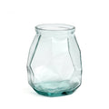 Vase en verre recyclé bleu forme origami 19 cm