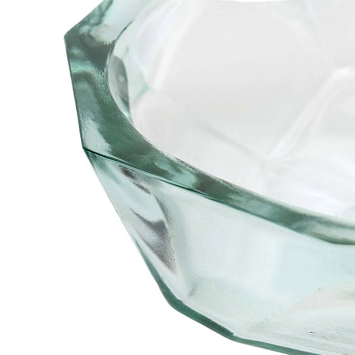 Schale aus transparentem Glas mit Facetten im Origami-Look in Blau