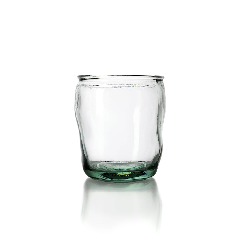 Zylindrisches Trinkglas in Blau aus recyceltem Glas – H10,5 cm