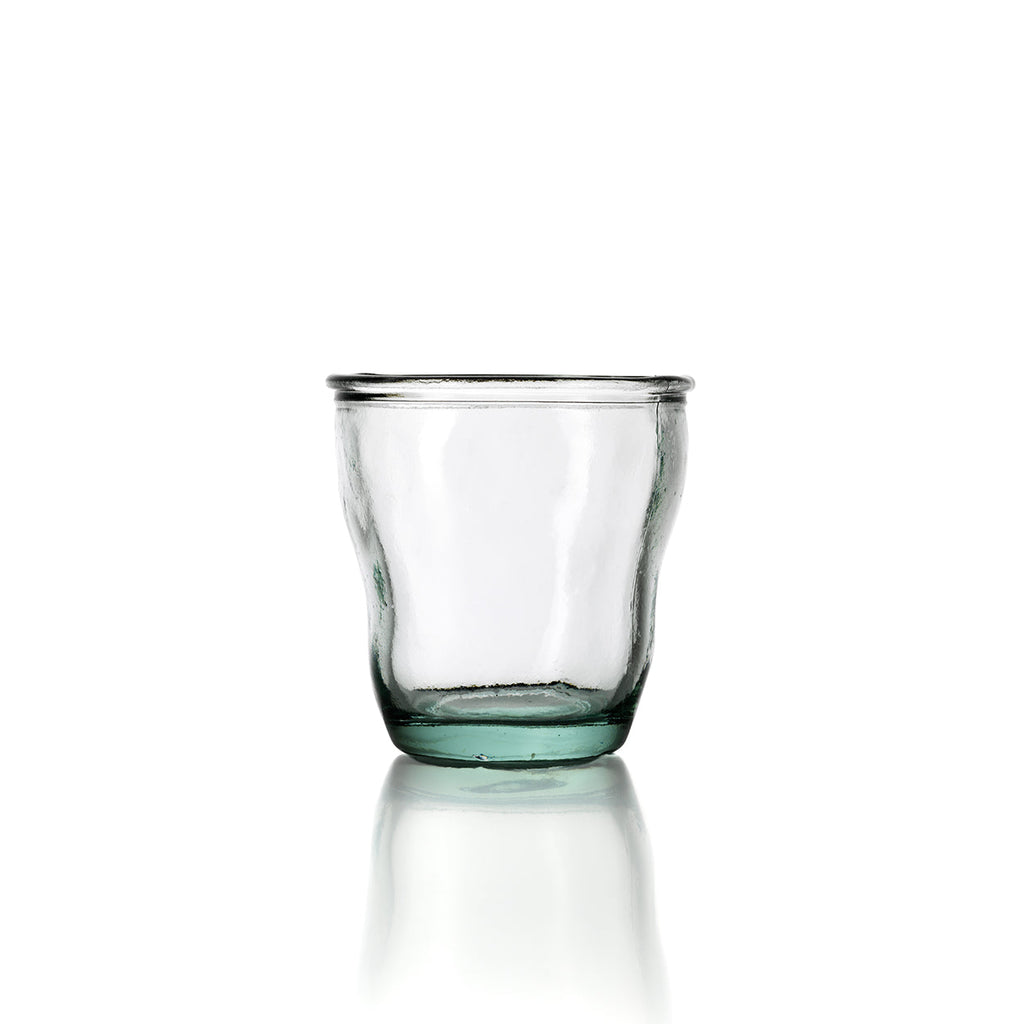 Trinkglas aus Recyclingglas – Blau gewellt