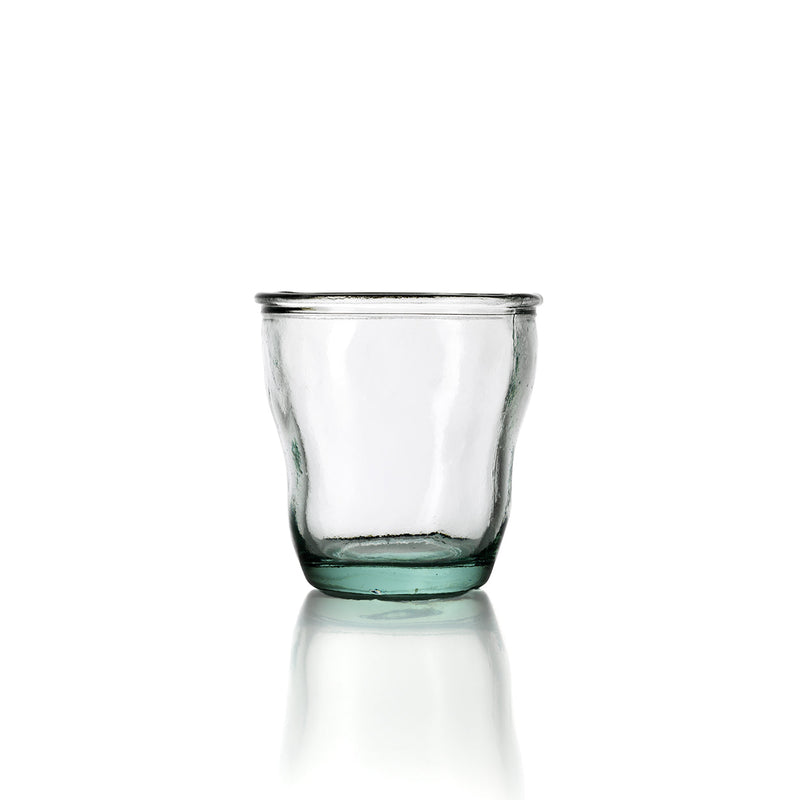 Trinkglas aus Recyclingglas – Blau gewellt