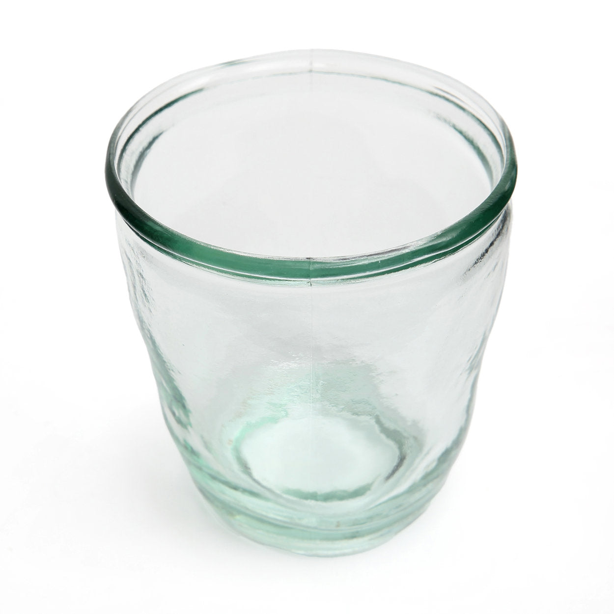 Trinkglas aus Recyclingglas – Blau gewellt