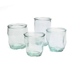 Trinkglas aus Recyclingglas – Blau gewellt