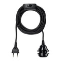 Douille de suspension noire avec câble tissé et interrupteur – 450 cm