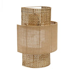 Wandleuchte aus offenem Rattangeflecht und Jute in Beige, zylindrisch – H41 cm