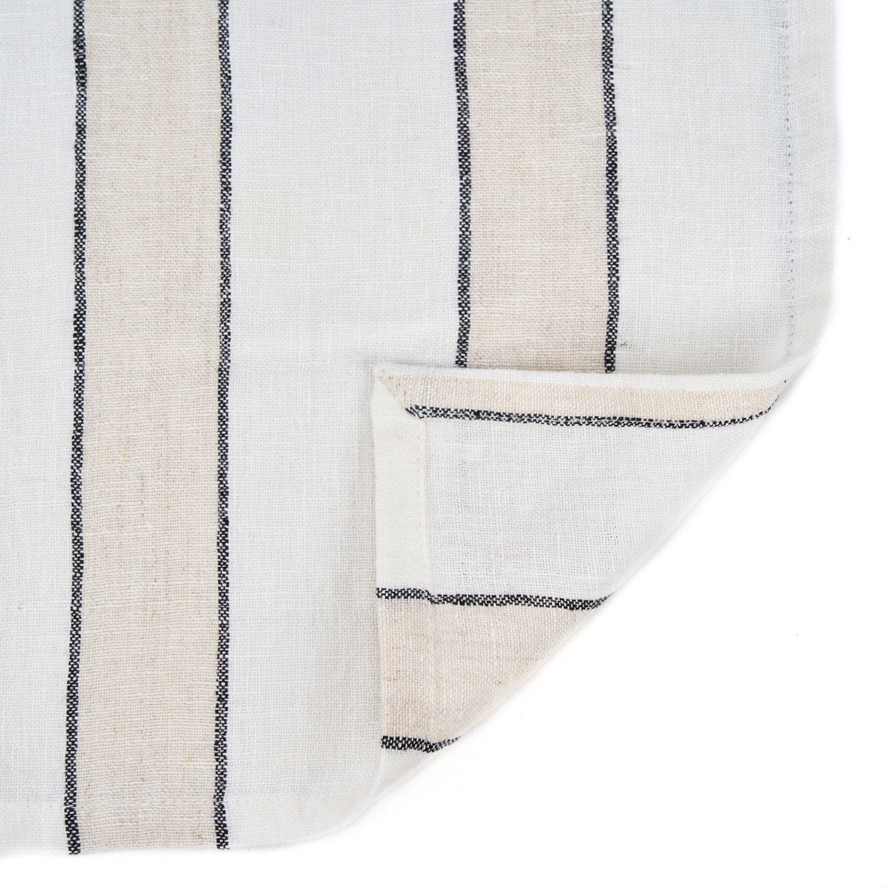 Serviette aus Leinen mit Streifen in Schwarz und Ecru – 45x45 cm
