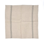 Stoffserviette aus Naturleinen, gestreift in Schwarz und Beige