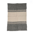 Geschirrtuch aus Naturleinen, gestreift in Beige und Anthrazit