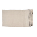 Nappe rectangulaire en lin écru bord noir frangé – 150x300 cm