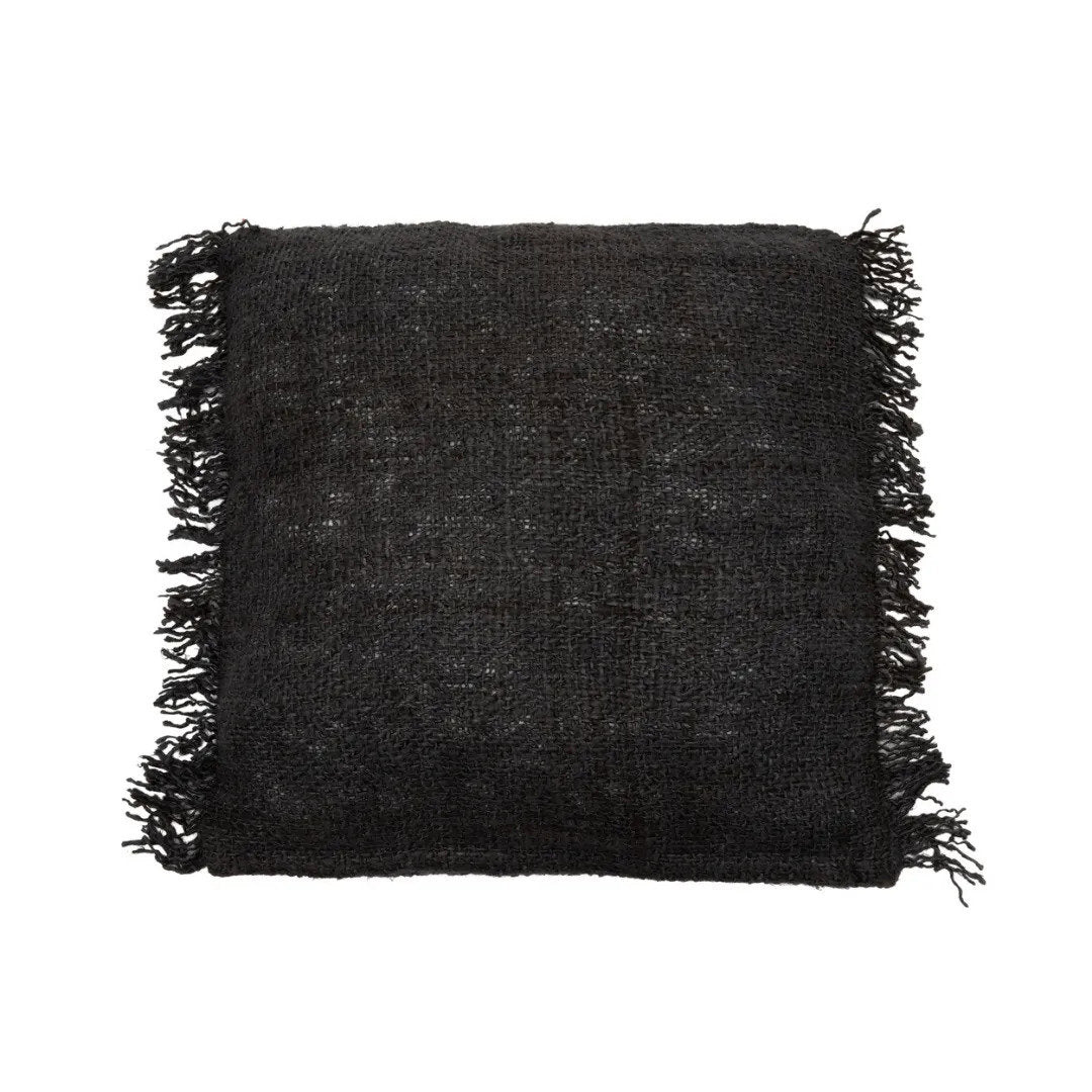 Kissenbezug aus Baumwolle in Schwarz mit Fransen - 60x60 cm