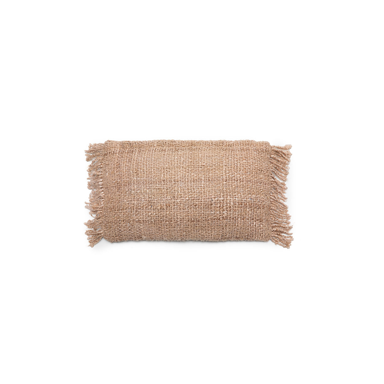 Kissenbezug aus Baumwolle in Beige mit Fransen - 30x50 cm