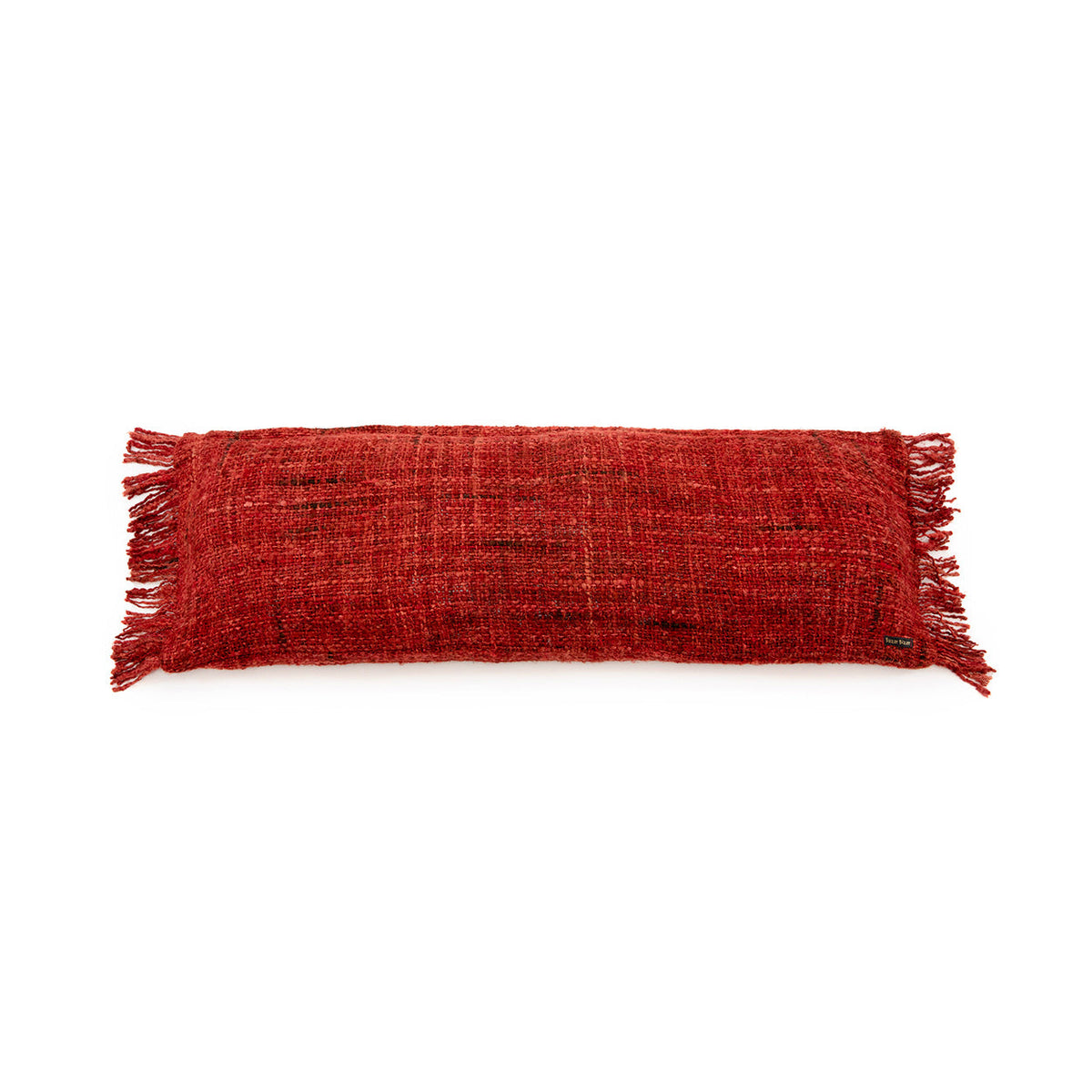 Housse de coussin rouge cerise à franges – 35x100 cm