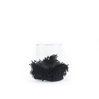 Windlicht aus Glas mit schwarzem Samt und Fransen