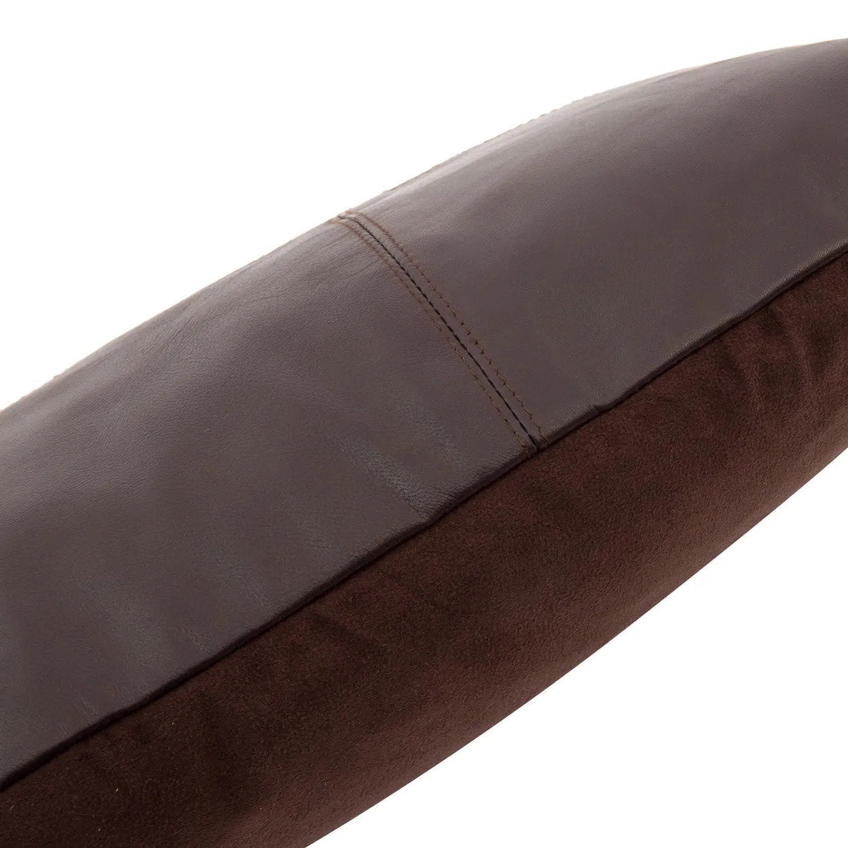 Kissenbezug aus Leder in Braun mit Ziernähten - 30x50 cm