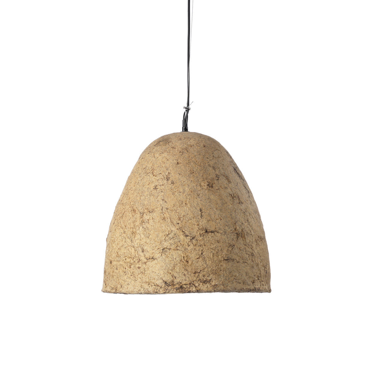 Hängeleuchte aus Pappmaché in Beige, Glocke – Ø40 cm