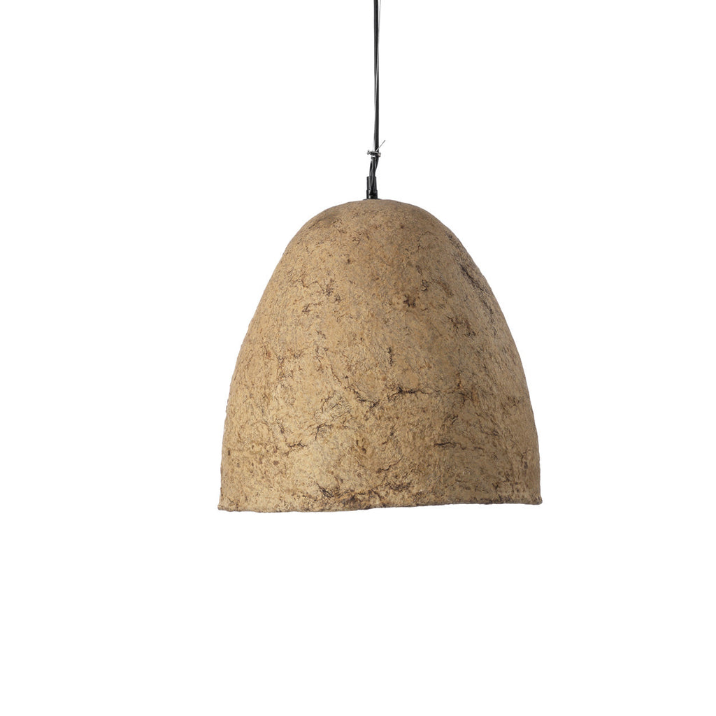 Hängeleuchte aus Pappmaché in Beige, Glocke – Ø40 cm