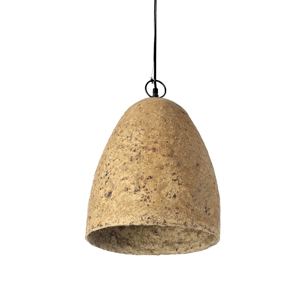 Hängeleuchte aus Pappmaché in Beige für den Essbereich – Ø30 cm