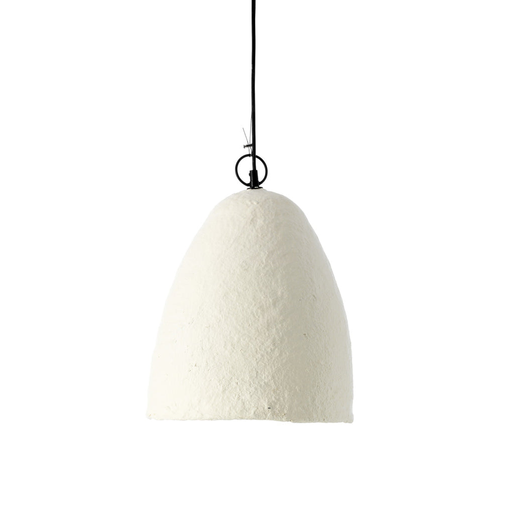 Hängeleuchte aus Pappmaché in Cremeweiß, Glocke – Ø30 cm
