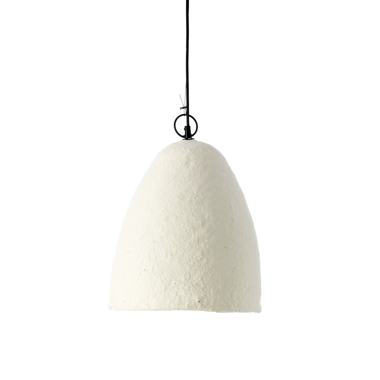 Hängeleuchte aus Pappmaché in Cremeweiß, Glocke – Ø30 cm