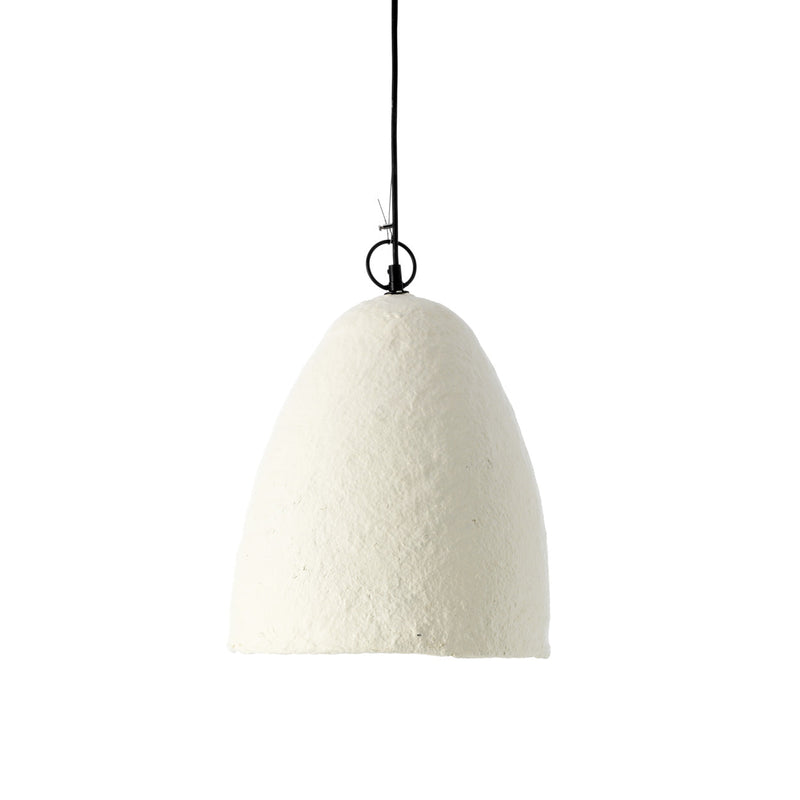 Hängeleuchte aus Pappmaché in Cremeweiß, Glocke – Ø30 cm