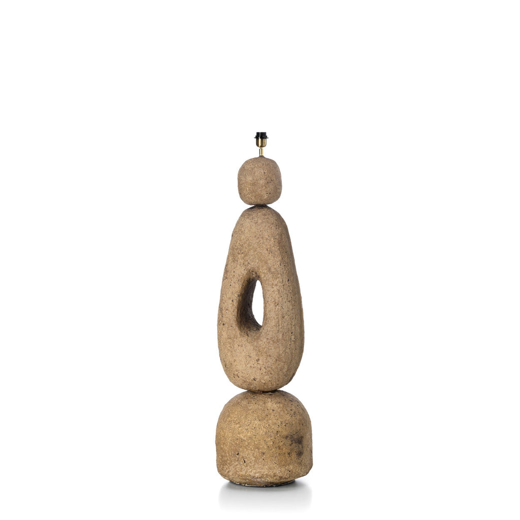 Skulpturale Stehlampe aus Pappmaché in Erdbraun fürs Wohnzimmer – H123 cm, Größe XL