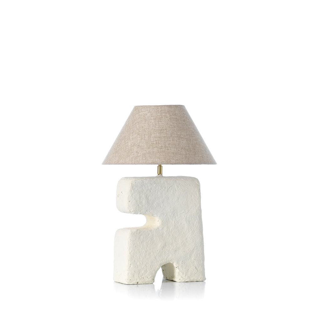 Tischlampe aus weißem Pappmaché fürs Schlafzimmer – H32 cm