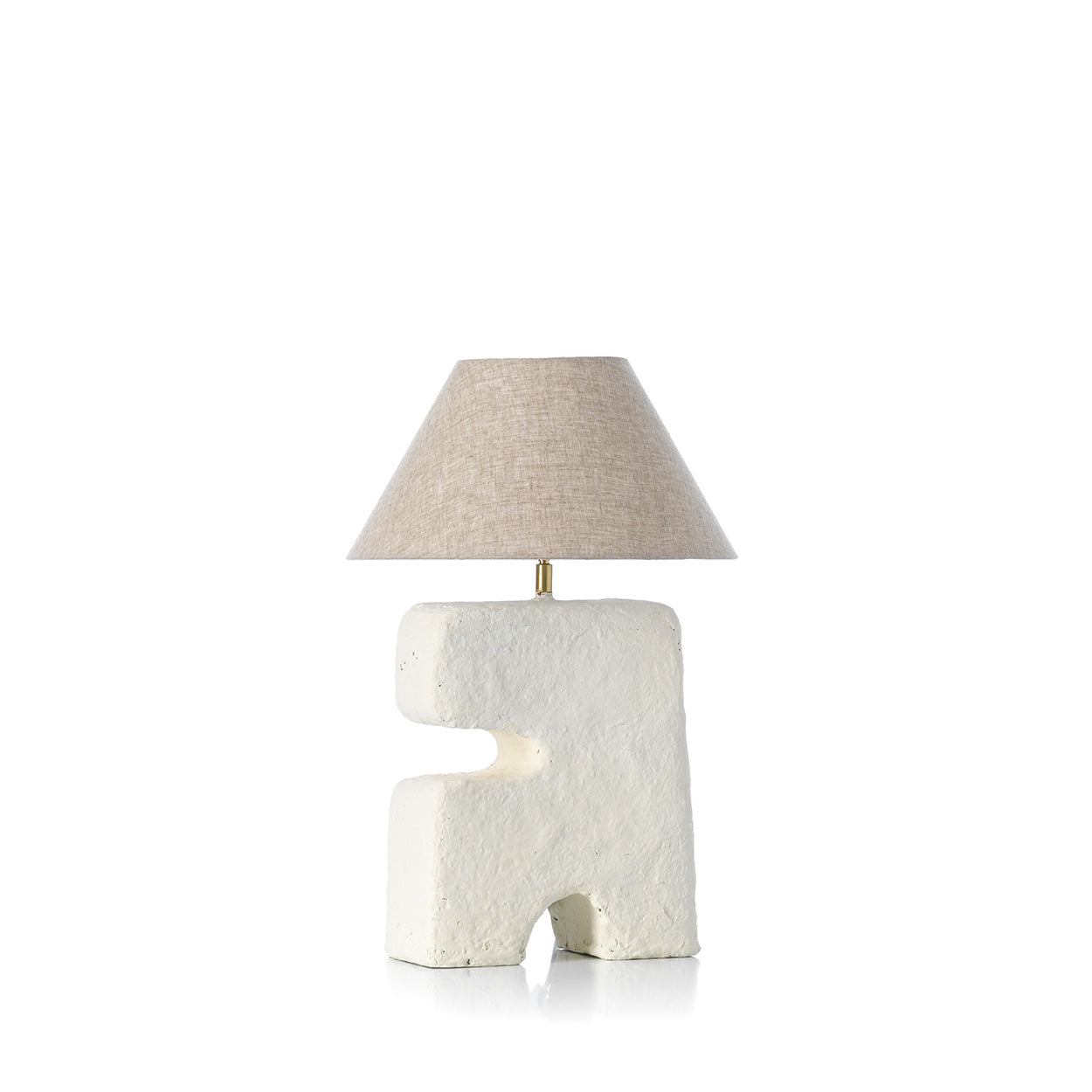 Tischlampe aus weißem Pappmaché fürs Schlafzimmer – H32 cm