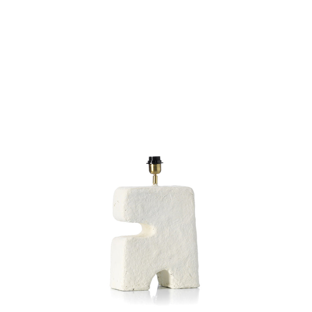 Tischlampe aus weißem Pappmaché fürs Schlafzimmer – H32 cm