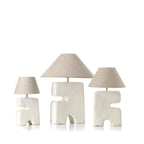 Tischlampe aus weißem Pappmaché fürs Schlafzimmer – H32 cm
