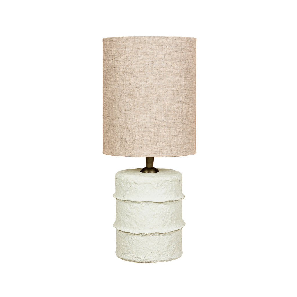 Tischlampe aus Pappmaché in Cremeweiß – H30 cm