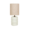 Tischlampe aus Pappmaché in Cremeweiß – H30 cm