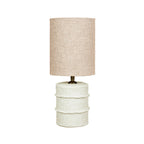 Tischlampe aus Pappmaché in Cremeweiß – H30 cm