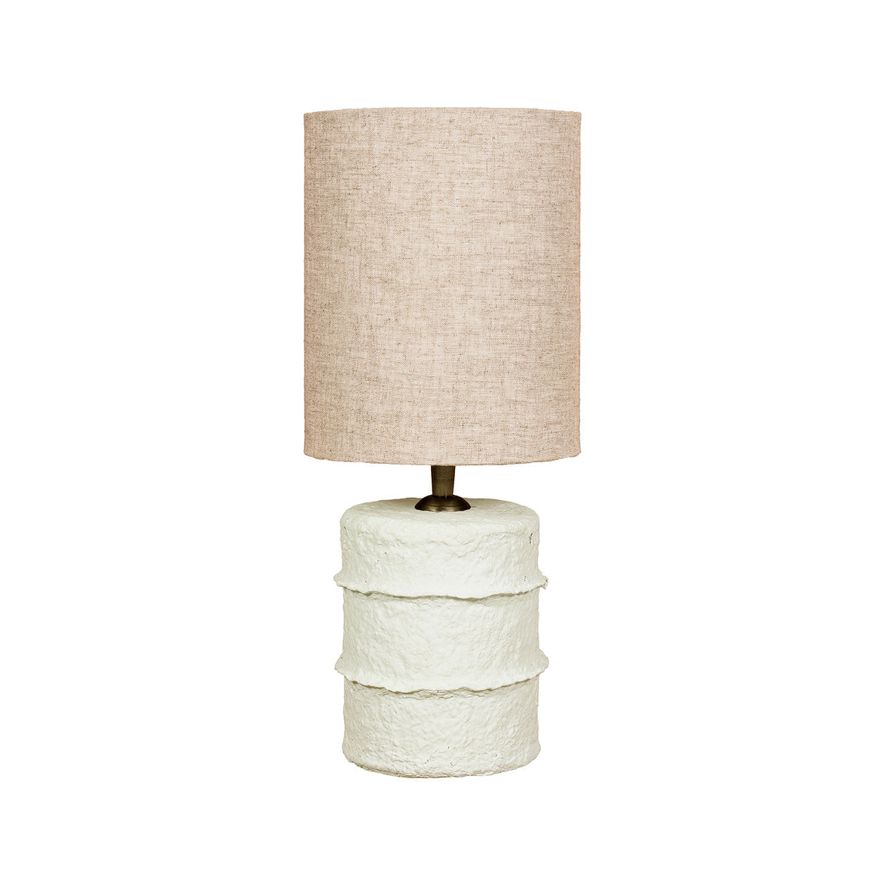 Tischlampe aus Pappmaché in Cremeweiß – H30 cm