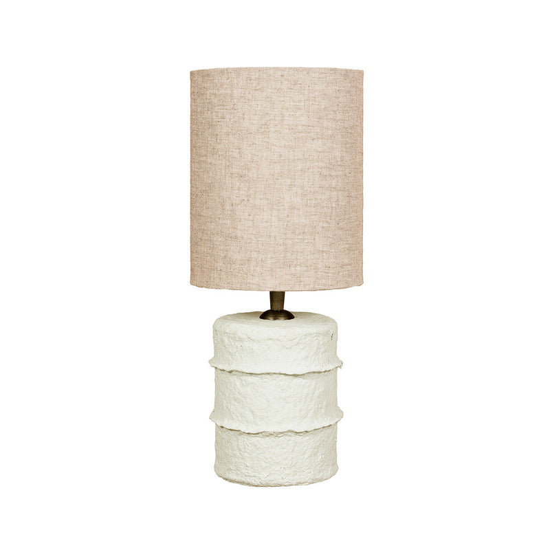 Tischlampe aus Pappmaché in Cremeweiß – H30 cm