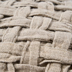 Coussin décoratif carré en lin naturel tressé façon panier