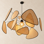 Lustre en rotin tressé naturel ASAKA – Forme feuilles d’Oxalis