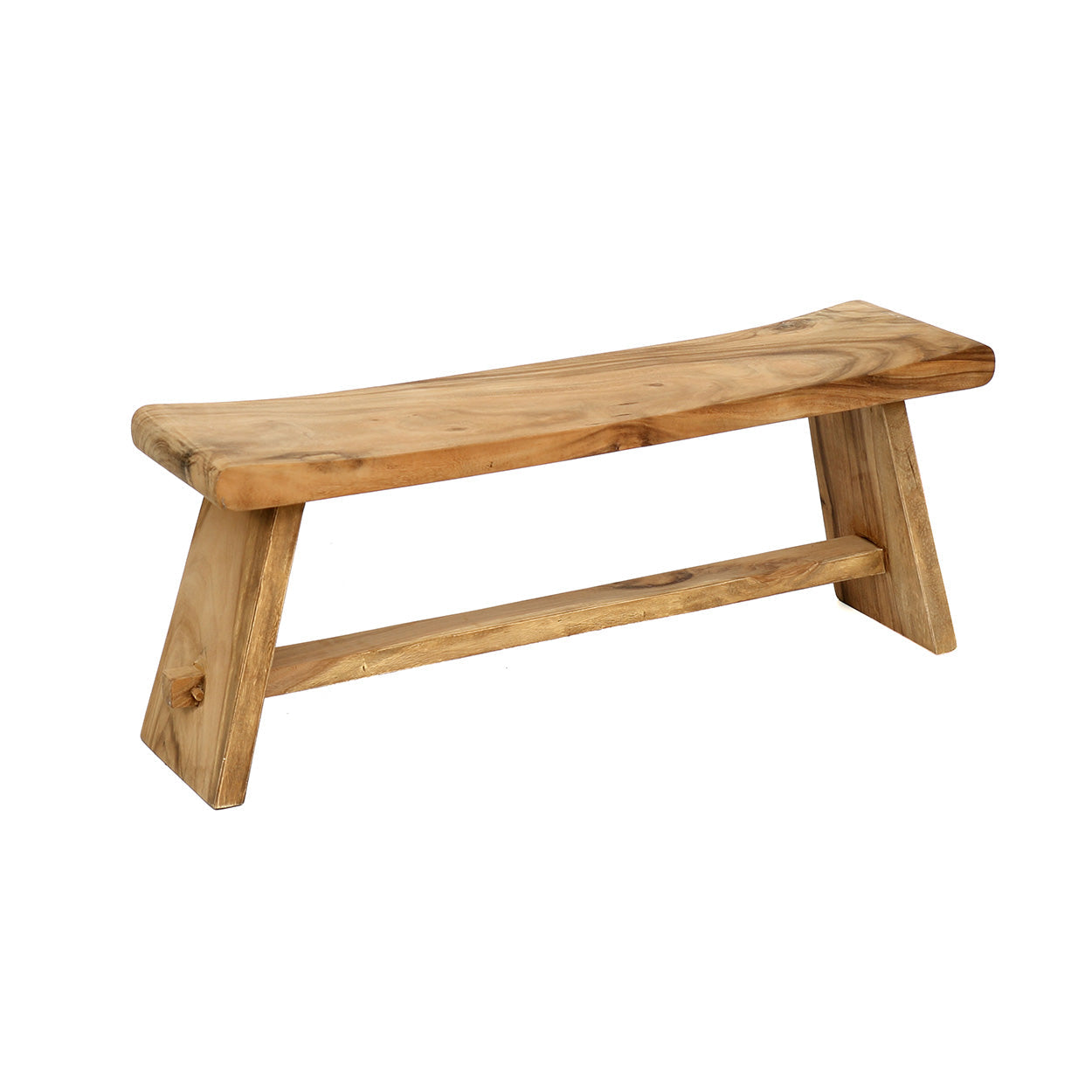 Bank aus massivem Suarholz in Natur mit geschwungener Sitzfläche – 120x30 cm