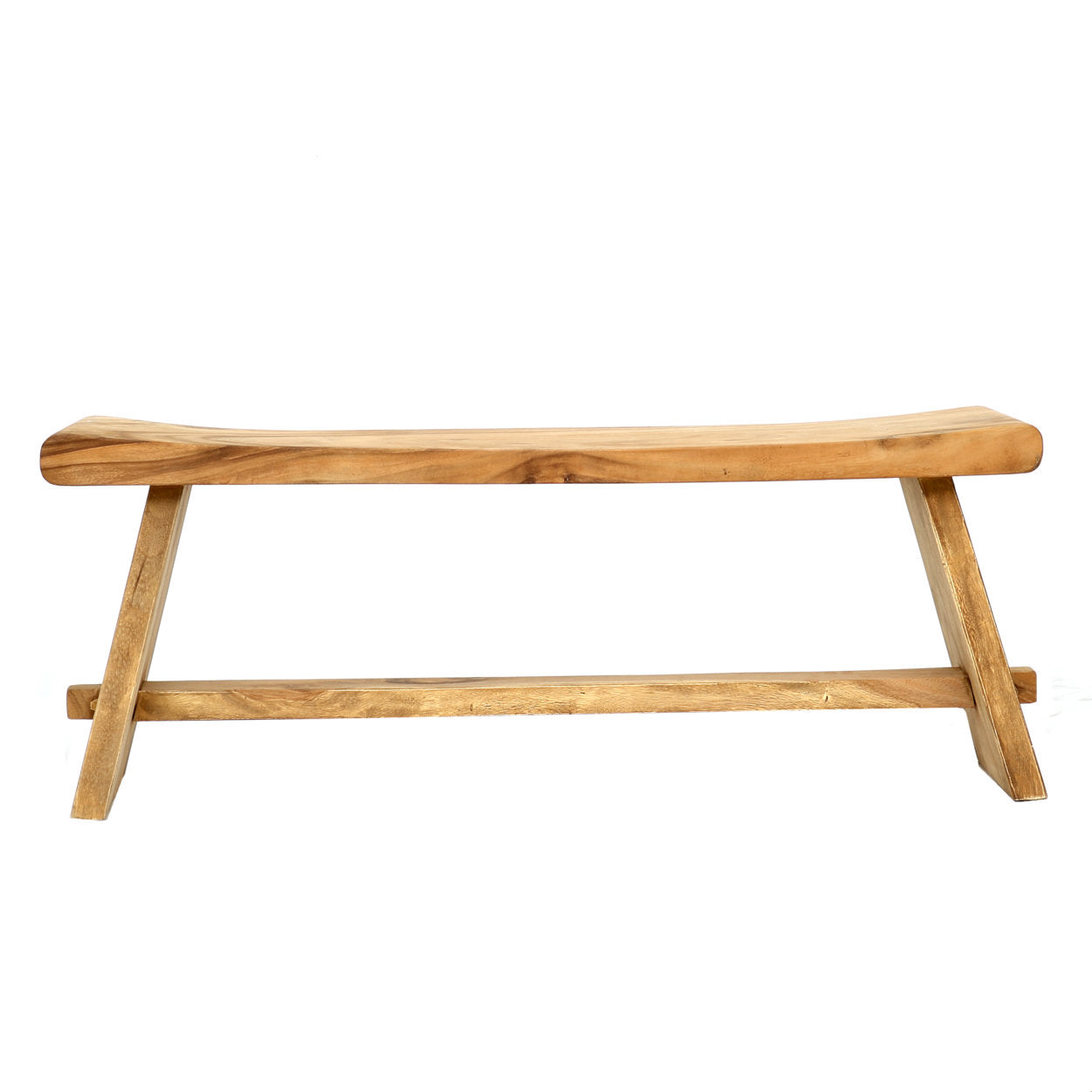 Bank aus massivem Suarholz in Natur mit geschwungener Sitzfläche – 120x30 cm