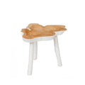 Beistelltisch aus massivem Teakholz in Naturweiß, organische Form – 45x45 cm