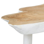 Beistelltisch aus massivem Teakholz in Naturweiß, organische Form – 45x45 cm