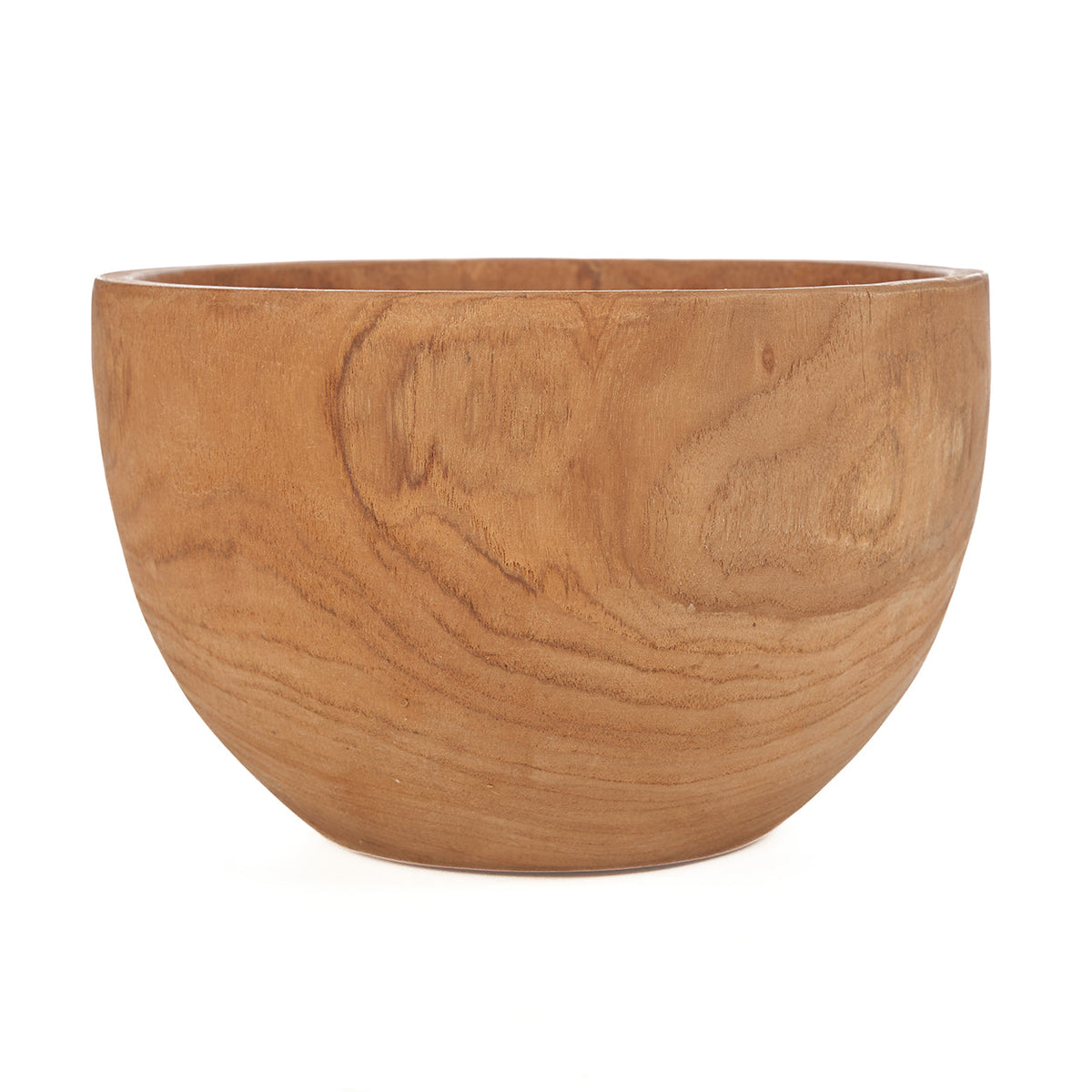 Bol en bois de teck naturel fini lisse veiné