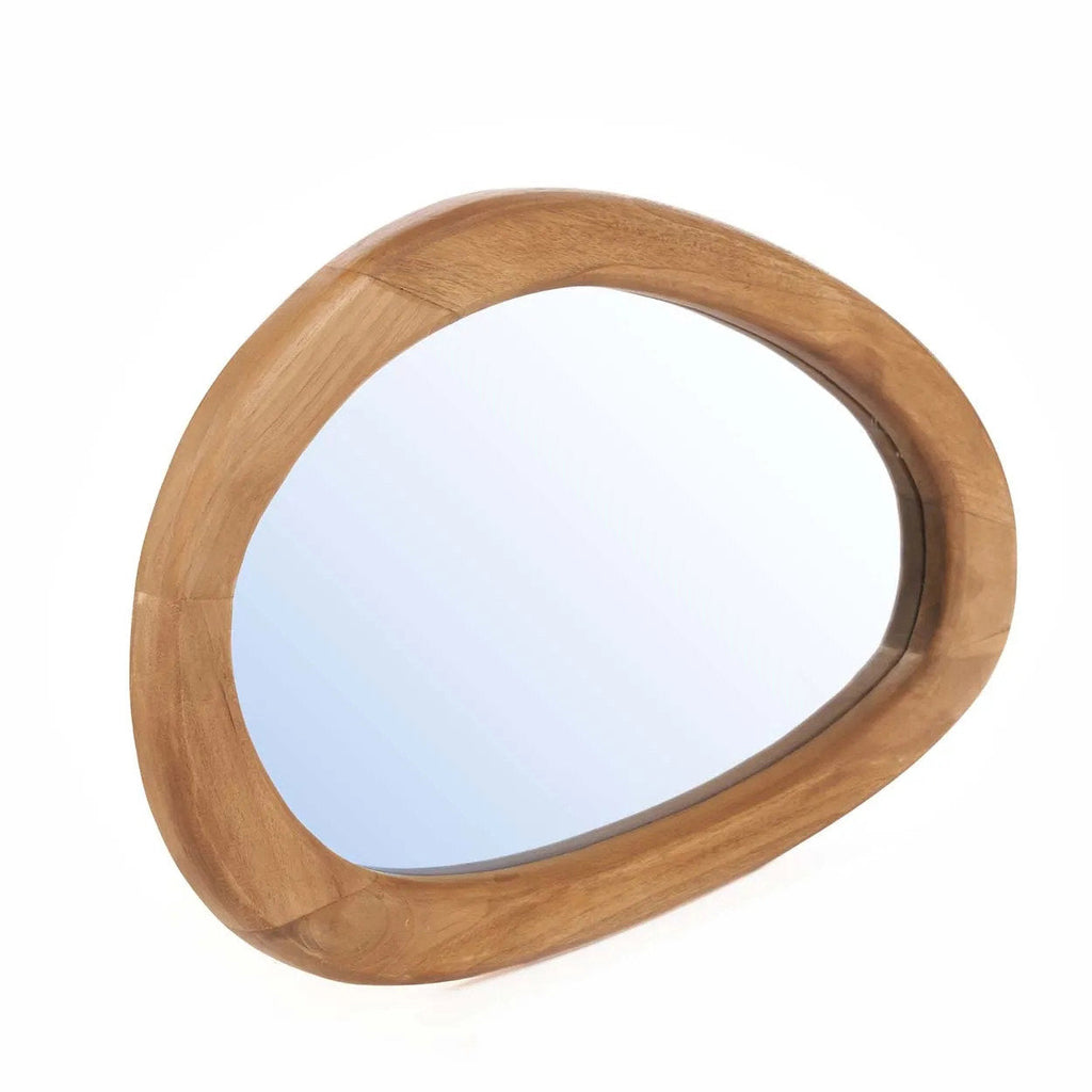 Asymmetrischer Wandspiegel aus Teakholz Natur – 40x60 cm