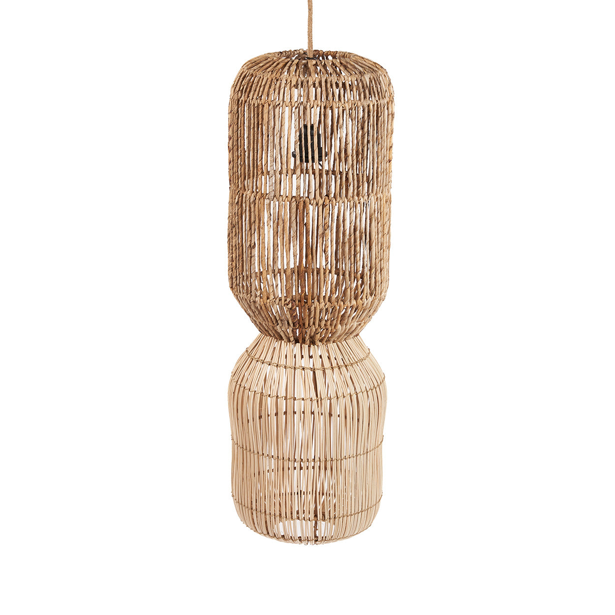 Skulpturale Tischlampe aus geflochtenen Naturfasern – H80 cm