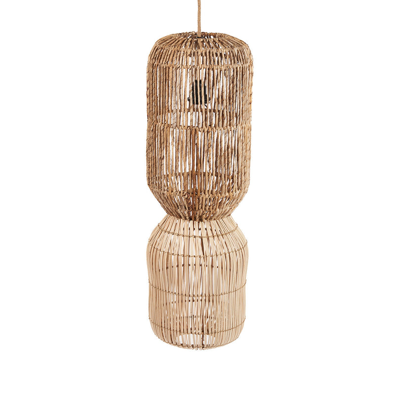 Skulpturale Tischlampe aus geflochtenen Naturfasern – H80 cm