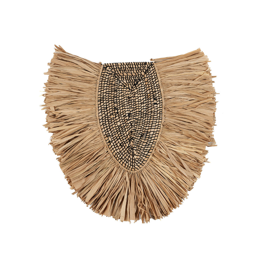 Runde Wanddeko aus geflochtenem Naturgras 85 cm