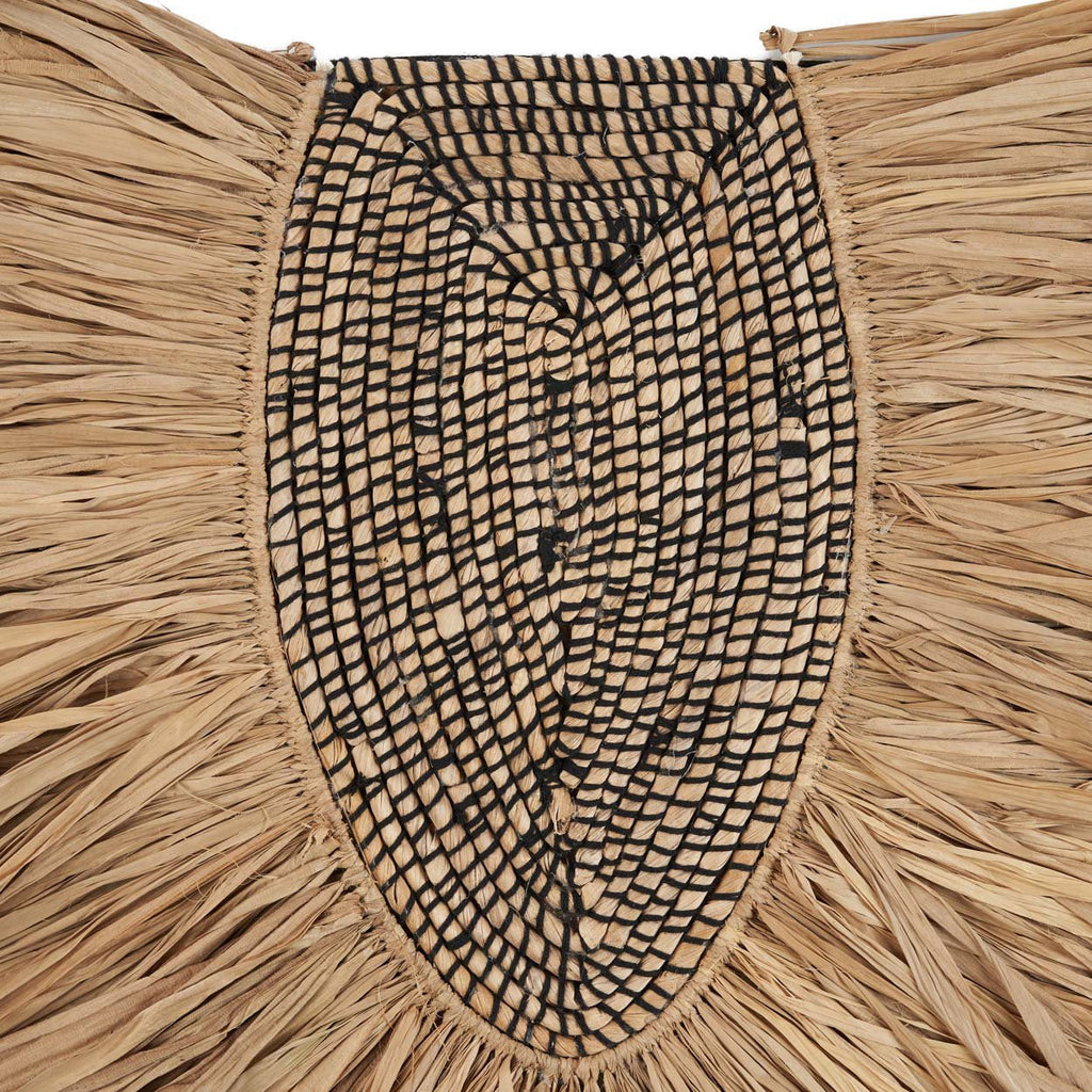 Runde Wanddeko aus geflochtenem Naturgras 85 cm