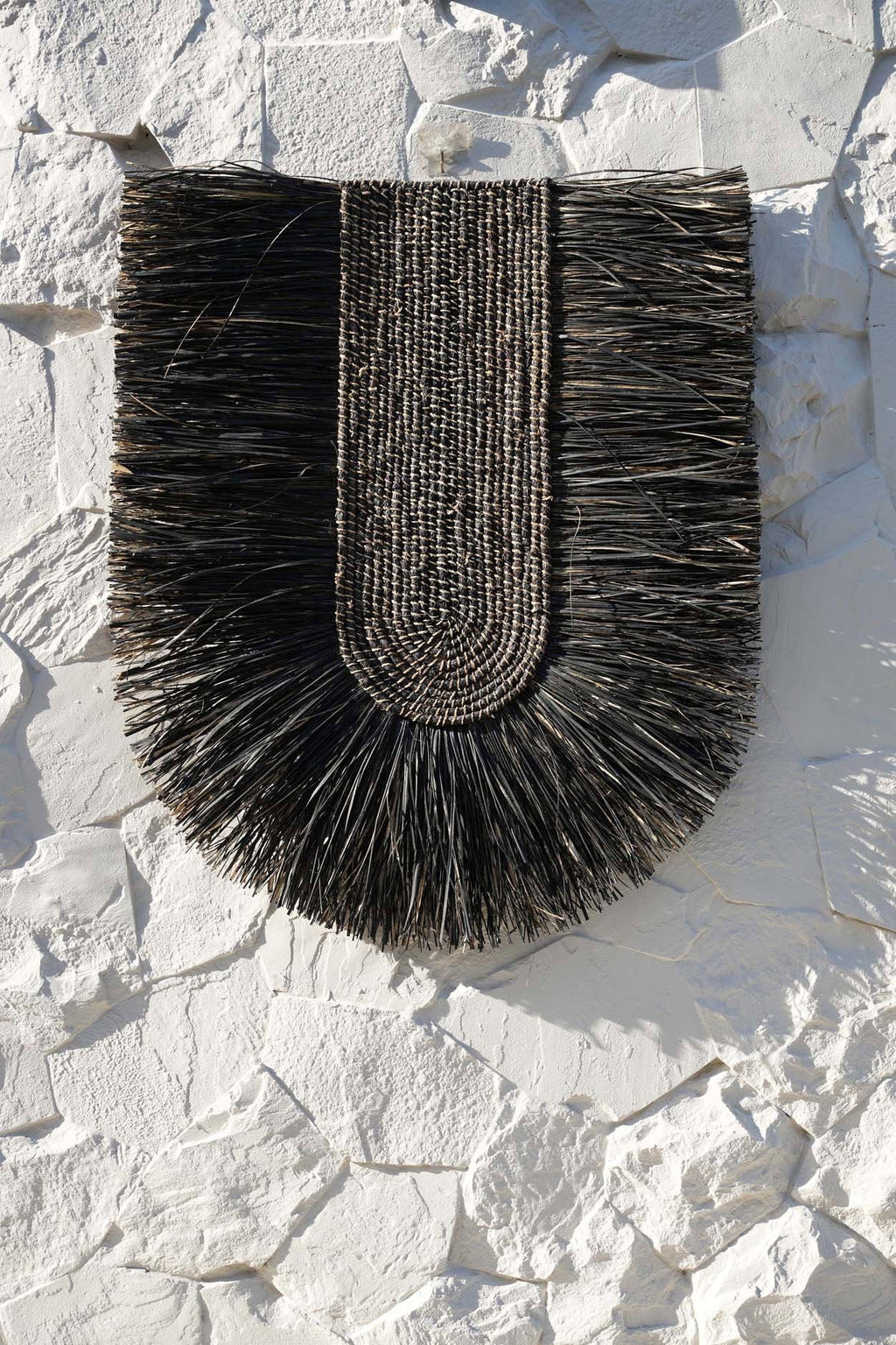 Wanddeko aus Naturfasern in Schwarz 87x74 cm